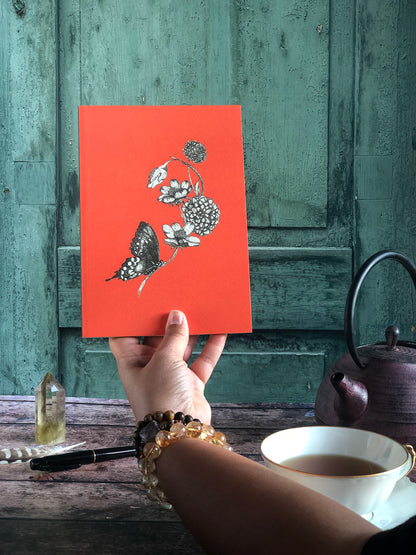 Carnet papillon/fleurs, papeterie artisanale L'atelier des Reloups