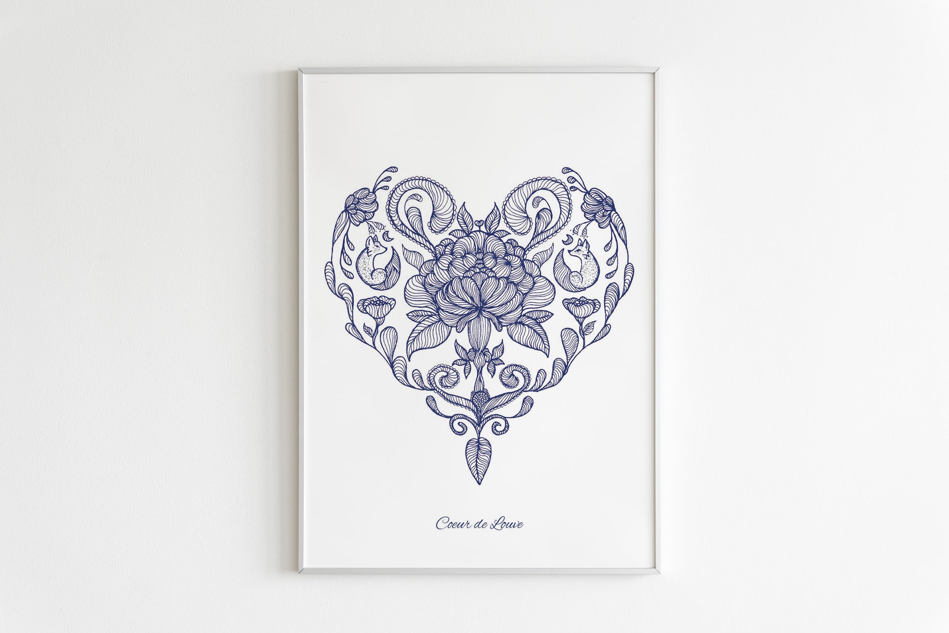 Illustration pour la fête des mères qui représente un coeur végétal avec ses 2 petites louves incrustées à l'intérieur