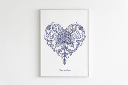 Illustration pour la fête des mères qui représente un coeur végétal avec ses 2 petites louves incrustées à l'intérieur