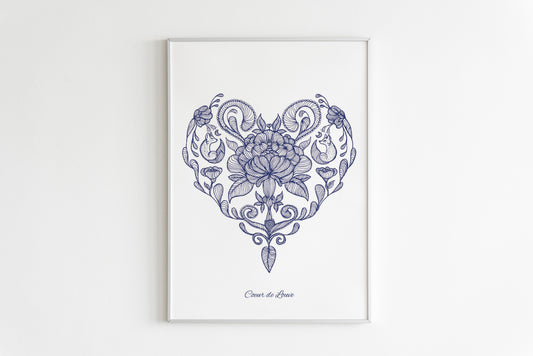 Illustration pour la fête des mères qui représente un coeur végétal avec ses 2 petites louves incrustées à l'intérieur